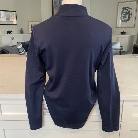 L.L. Bean Lg Sleeve Pima Cotton Open Cardigan w Pockets Raven Blue Sz M Reg - Picture 4 of 7